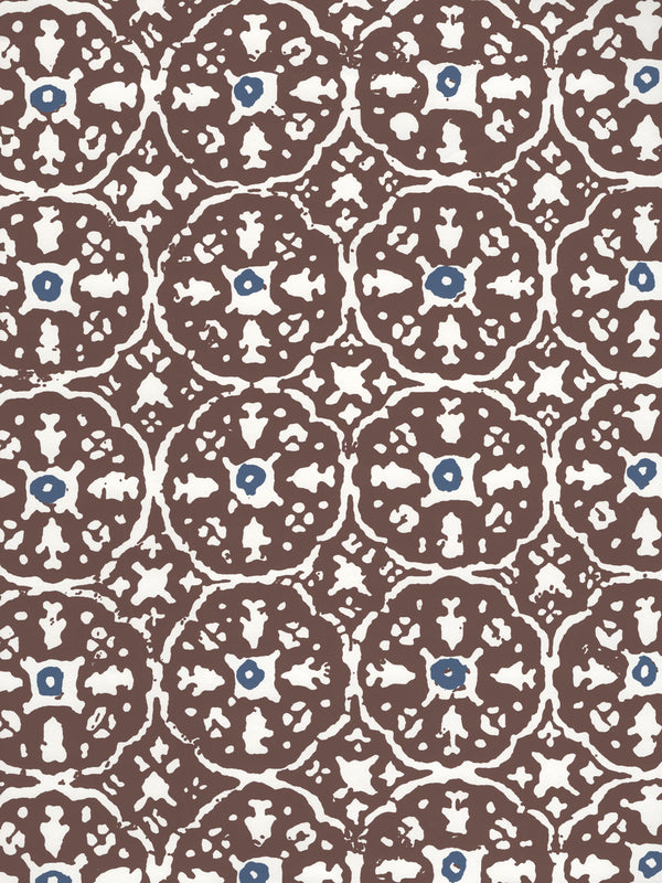 Nitik II New Brown New Navy on White Screen Printed | China Seas
