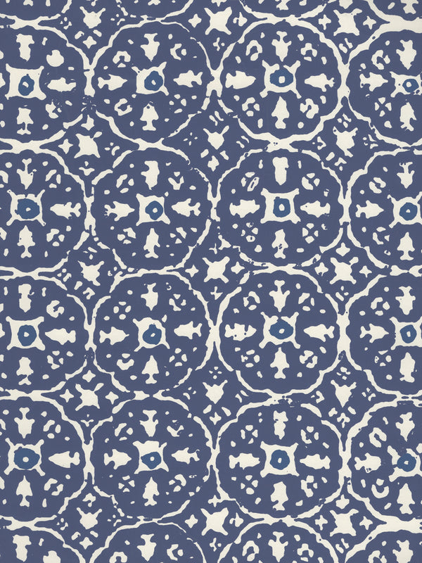 Nitik Ii New Navy No Dot Screen Printed - Beige Wallcovering | China Seas
