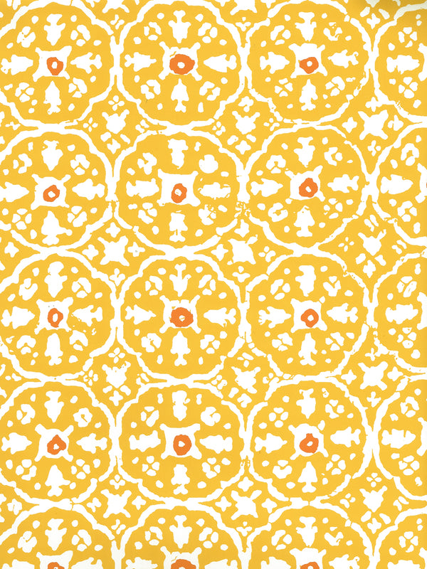 Nitik II New Yellow Salmon on Almost White Screen Printed | China Seas