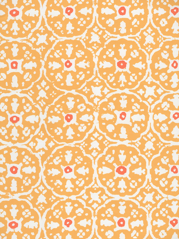 Nitik II New Yellow Salmon on White Patent Vinyl Screen Printed | China Seas