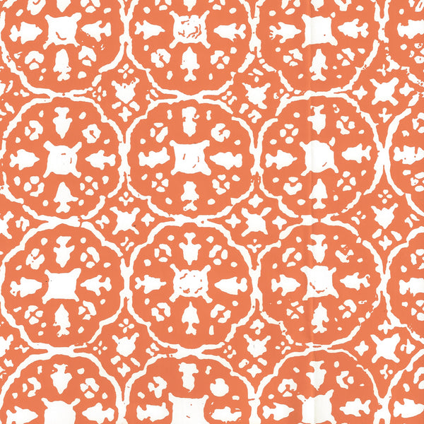 Nitik II Orange on Almost White Screen Printed | China Seas