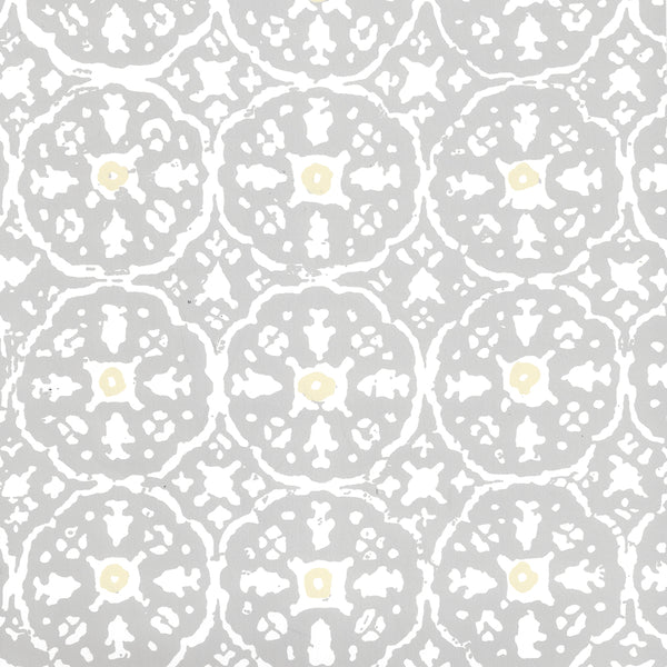 Nitik II Polar Gray Cream on White Screen Printed | China Seas