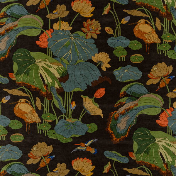 Nympheus Velvet - Charcoal Black By G P & J Baker | Signature Velvets |Botanical & Floral Flora & Fauna Multipurpose Velvet