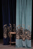 Shell & Crab Velvet Panel Black & Pale Gold on Navy