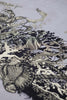 Shell & Crab Velvet Panel Black & Pale Gold on Navy