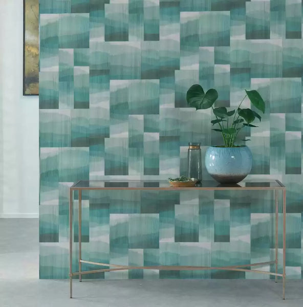Kirigami Block Geometric Green Wallpaper | Osborne & Little Europe