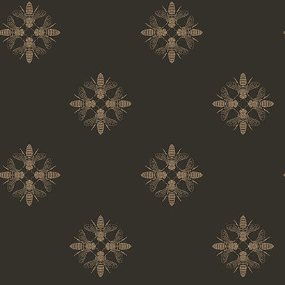 Teignmouth Charcoal Dark Olive Wallcovering | Jeffrey Stevens