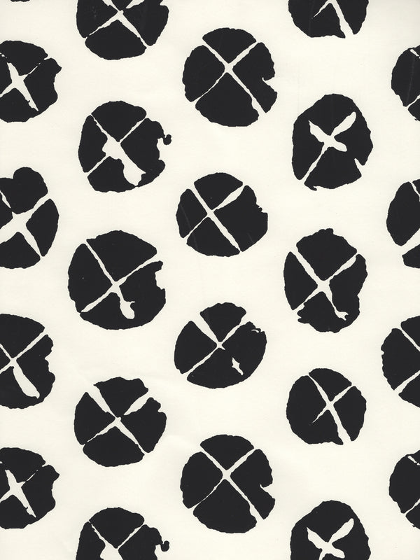Obi Ii Black on Almost White Screen Printed - Off-White Wallcovering | China Seas