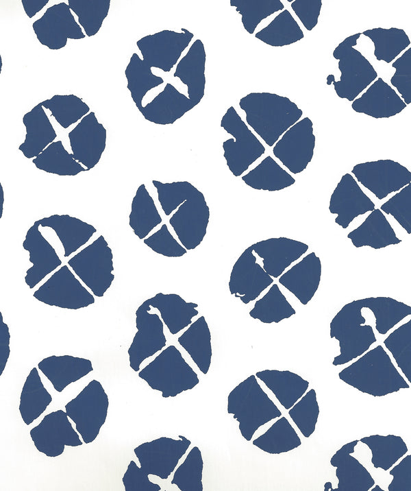 Obi Ii Navy on Almost White Screen Printed - Off-White Wallcovering | China Seas