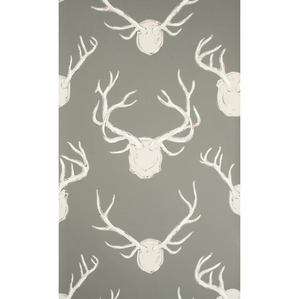 Antlers Paper - Grey Grey By Lee Jofa | Lodge Ii Wallcovering | Animal/Insects Wallcovering Print