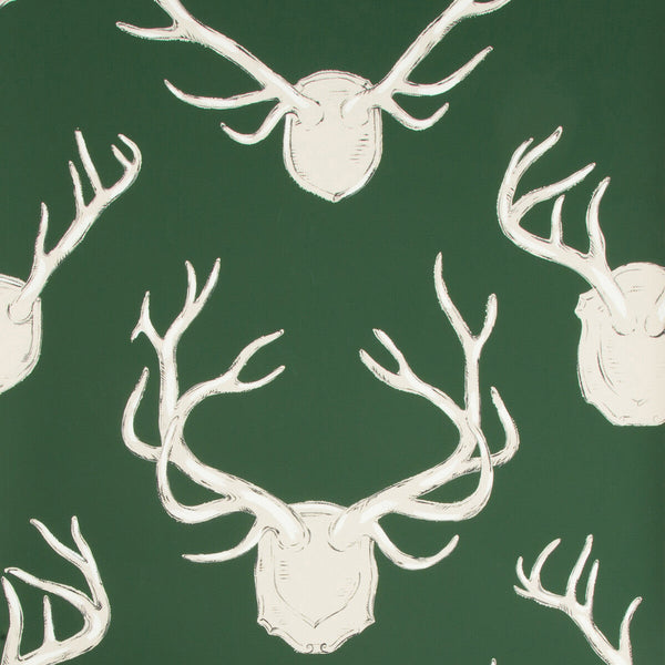 Antlers Paper - Hunter Green By Lee Jofa | Lodge Ii Wallcovering | Animal/Insects Wallcovering Print