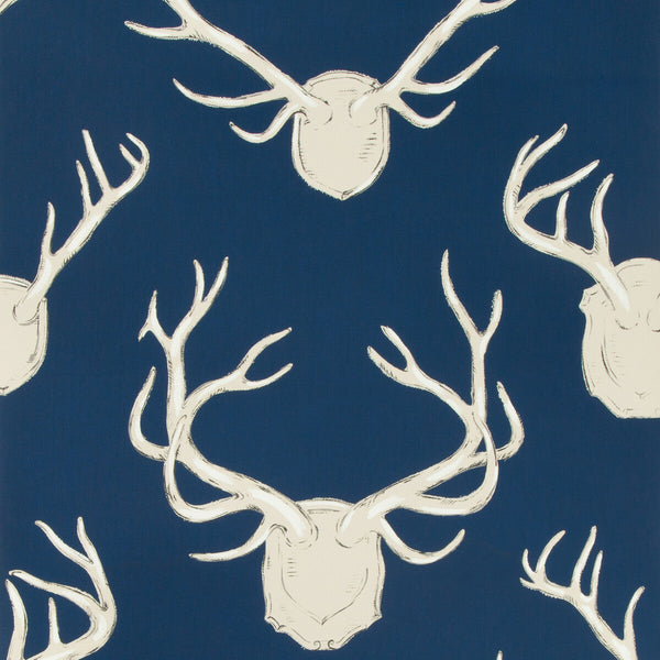 Antlers Paper - Navy Dark Blue By Lee Jofa | Lodge Ii Wallcovering | Animal/Insects Wallcovering Print