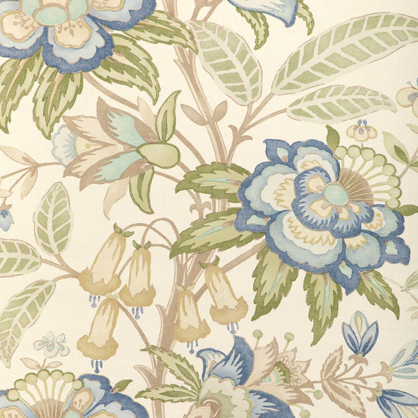 Davenport Paper - Pacific Blue By Lee Jofa | Garden Walk Wallcovering |Botanical & Floral  Wallcovering Print