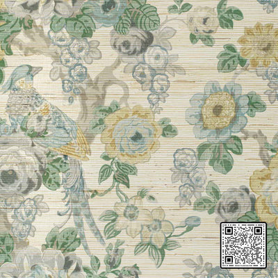 Avondale Paper - Slate/Aqua Multi By Lee Jofa | Avondale Wallcovering | Botanical & Floral Wallcovering Print