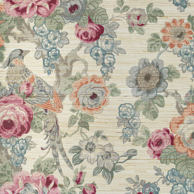 Avondale Paper - Berry/Slate Multi By Lee Jofa | Avondale Wallcovering | Botanical & Floral Wallcovering Print