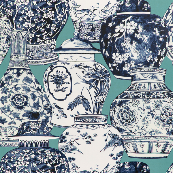 Pandan Paper - Aqua/Blue Multi By Lee Jofa | Mindoro Wallcovering |Animal/Insects Novelty Wallcovering Print
