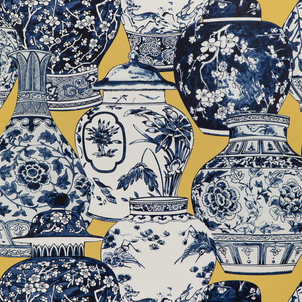 Pandan Paper - Maize/Blue Multi By Lee Jofa | Mindoro Wallcovering |Animal/Insects Novelty Wallcovering Print