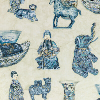 Tambelan Paper - Porcelain Blue By Lee Jofa | Mindoro Wallcovering |Animal/Insects Novelty Wallcovering Print