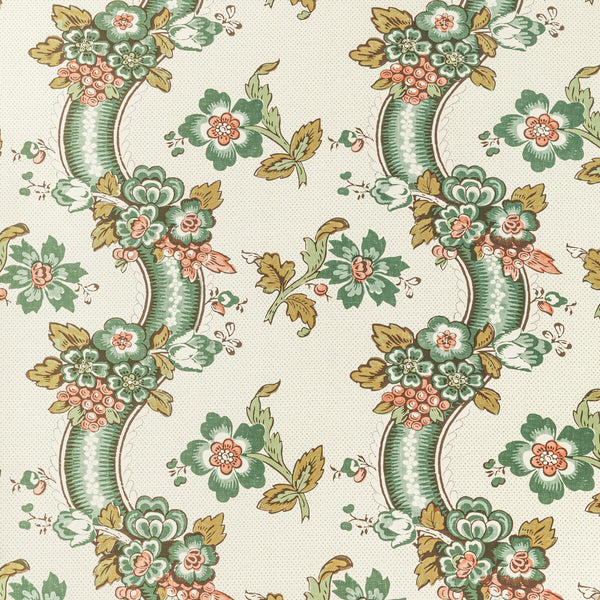 Benday Paper - Green/Rose Green By Lee Jofa | Oscar De La Renta Iv |Botanical & Floral  Wallcovering Print