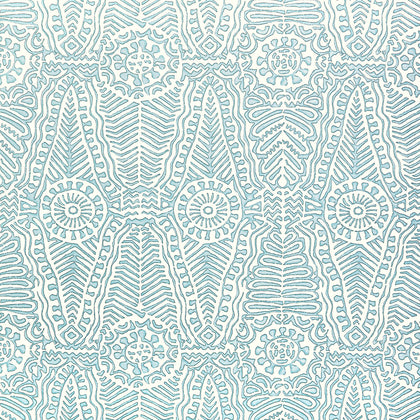 Drayton Paper - Aegean Turquoise By Lee Jofa | Avondale Wallcovering |Global Geometric Wallcovering Print