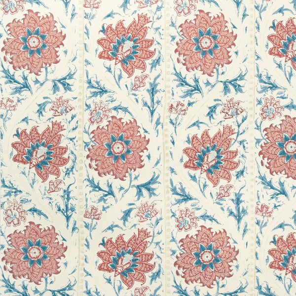 Calico Vine Wp - Blue Red Red By Lee Jofa | Sarah Bartholomew Wallcoverings |Botanical & Floral  Wallcovering Print