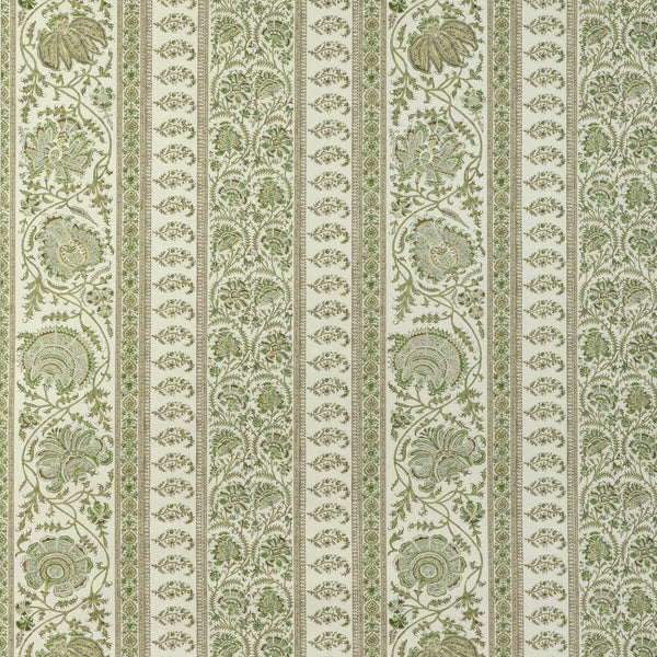 Indiennes Stripe Wp - Ivy Green By Lee Jofa | Sarah Bartholomew Wallcoverings |Paisley Stripes Wallcovering Print