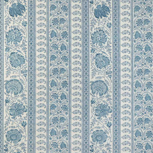 Indiennes Stripe Wp - Delft Blue By Lee Jofa | Sarah Bartholomew Wallcoverings |Paisley Stripes Wallcovering Print