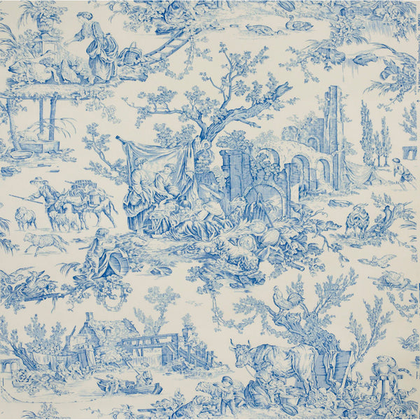 Le Hameau - Bluebell Blue By Brunschwig & Fils | Toile Wallcovering Print