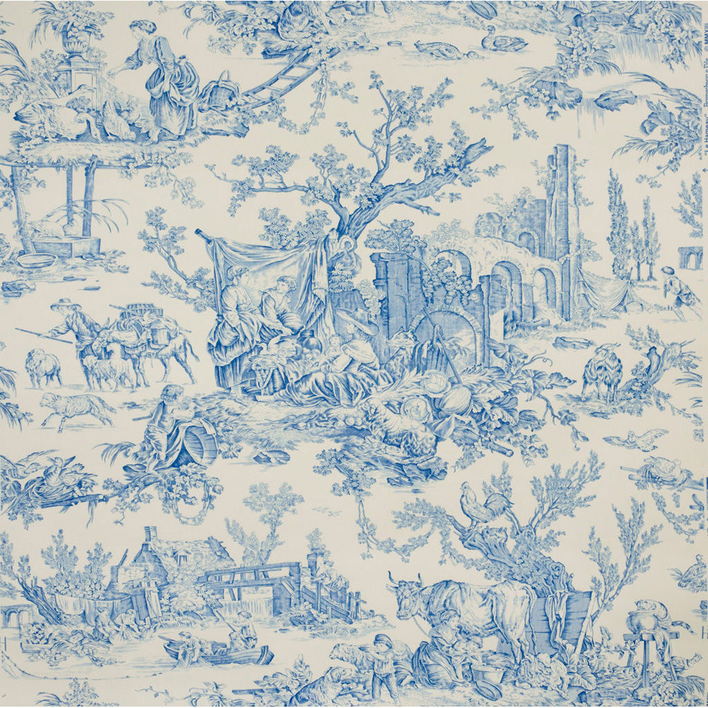 Le Hameau - Bluebell Blue By Brunschwig & Fils | Toile Wallcovering Print