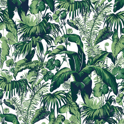 Samples and Purchasing available for Feuillage - Blanc Green By Brunschwig & Fils | Madeleine Castaing | Tropical Wallcovering Print at Designer Wallcoverings and Fabrics