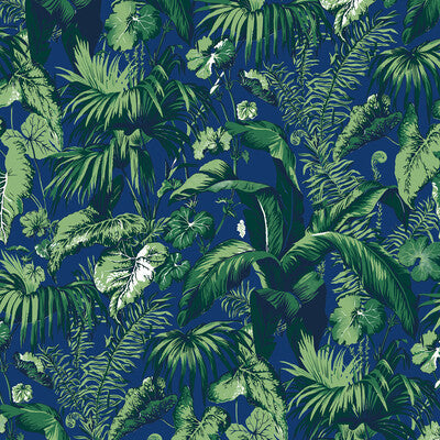 Samples and Purchasing available for Feuillage - Blue Blue By Brunschwig & Fils | Madeleine Castaing | Tropical Wallcovering Print at Designer Wallcoverings and Fabrics