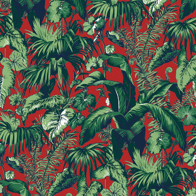 Samples and Purchasing available for Feuillage - Red Red By Brunschwig & Fils | Madeleine Castaing | Tropical Wallcovering Print at Designer Wallcoverings and Fabrics