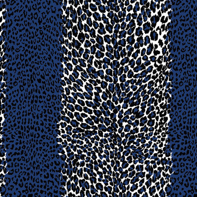 Samples and Purchasing available for Leopard - Blue Blue By Brunschwig & Fils | Madeleine Castaing |Animal/Insects Animal Skins Wallcovering Print at Designer Wallcoverings and Fabrics