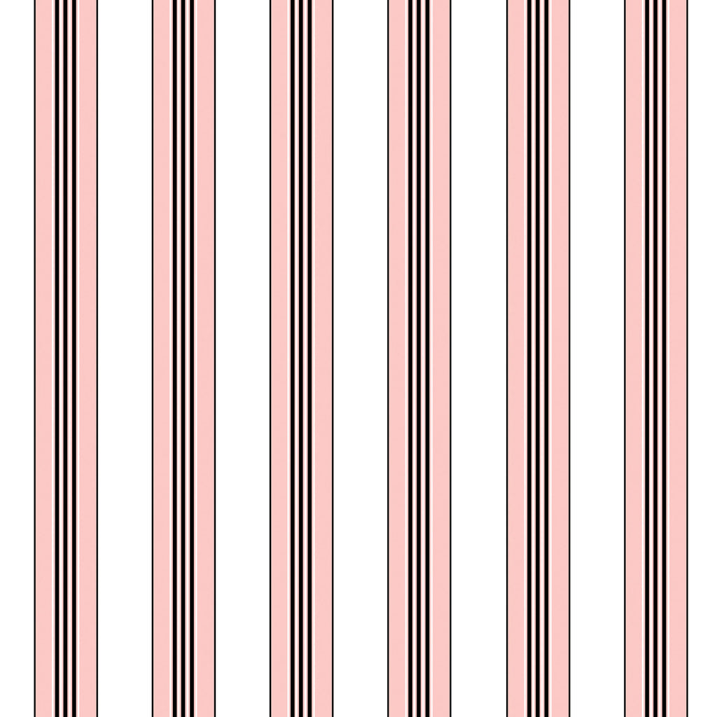 Rayure Lione - Rose Pink By Brunschwig & Fils | Madeleine Castaing | Stripes Wallcovering Print