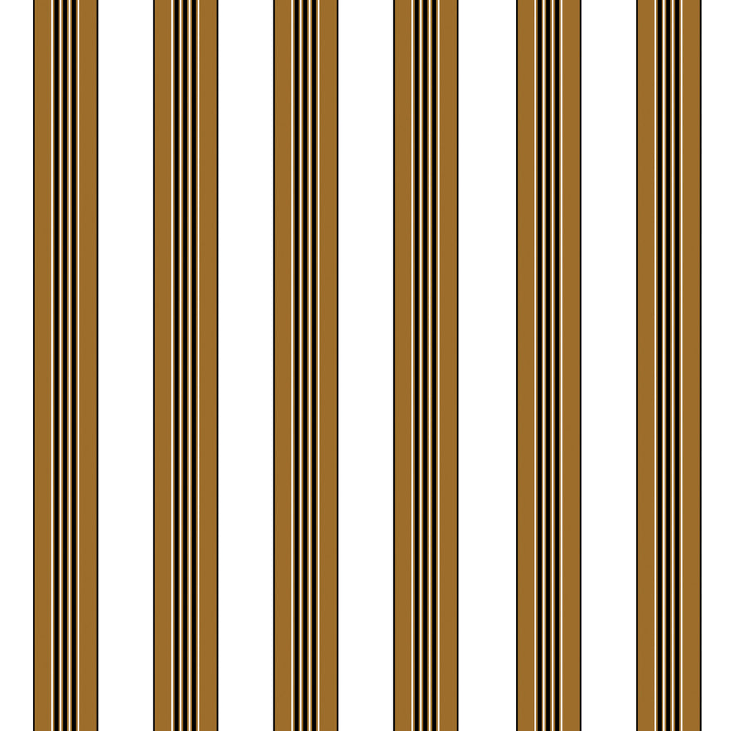 Rayure Lione - Tobacco Brown By Brunschwig & Fils | Madeleine Castaing | Stripes Wallcovering Print