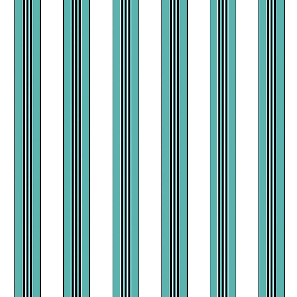 Rayure Lione - Aqua Turquoise By Brunschwig & Fils | Madeleine Castaing | Stripes Wallcovering Print