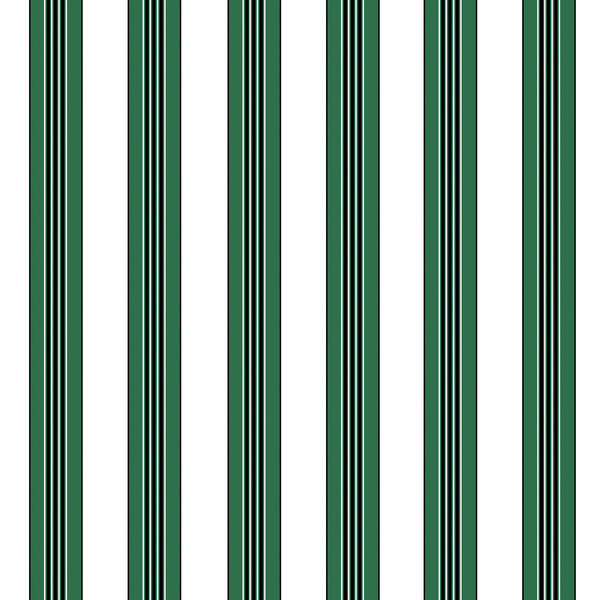 Rayure Lione - Emerald Green By Brunschwig & Fils | Madeleine Castaing | Stripes Wallcovering Print
