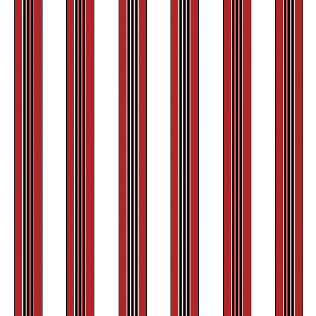 Rayure Lione - Red By Brunschwig & Fils | Madeleine Castaing | Stripes Wallcovering Print