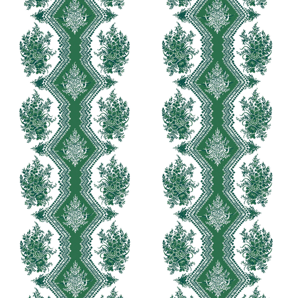 Coppelia - Emerald Green By Brunschwig & Fils | Madeleine Castaing | Botanical & Floral Wallcovering Print