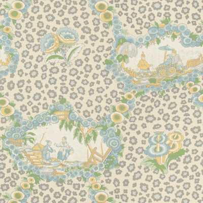 Chinese Leopard Toile - Mist Multi By Brunschwig & Fils | Volume 57 |Animal/Insects Animal Skins Wallcovering Print