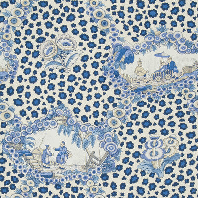 Chinese Leopard Toile - Porcelain Blue By Brunschwig & Fils | Volume 57 |Animal/Insects Animal Skins Wallcovering Print