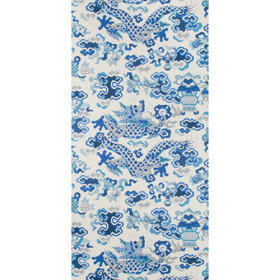 Ming Dragon - Ivory Blue By Brunschwig & Fils | Summer Palace Wallcoverings | Chinoiserie Wallcovering Print