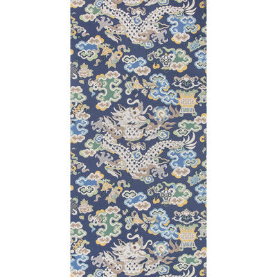 Ming Dragon - Lapis Multi By Brunschwig & Fils | Summer Palace Wallcoverings | Chinoiserie Wallcovering Print