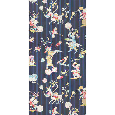 Cirque Chinois - Navy Multi By Brunschwig & Fils | Summer Palace Wallcoverings |Chinoiserie Novelty Wallcovering Print