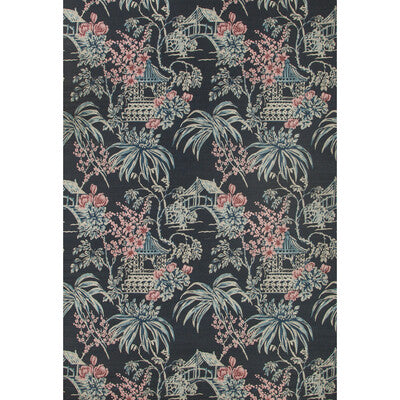 Tongli - Midnight Multi By Brunschwig & Fils | Summer Palace Wallcoverings |Chinoiserie Botanical & Floral Wallcovering Print
