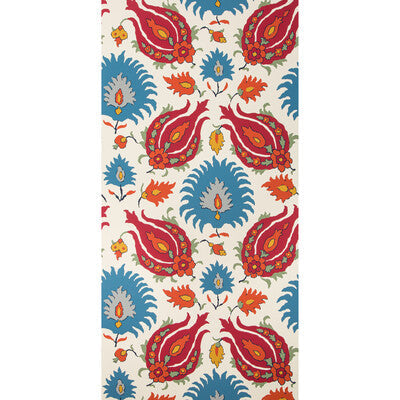 Kashmiri - Pomegranate/Blue Multi By Brunschwig & Fils | Grand Bazaar Wallcoverings |Botanical & Floral Jacobeans Wallcovering Print