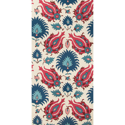 Kashmiri - Navy/Berry Multi By Brunschwig & Fils | Grand Bazaar Wallcoverings |Botanical & Floral Jacobeans Wallcovering Print