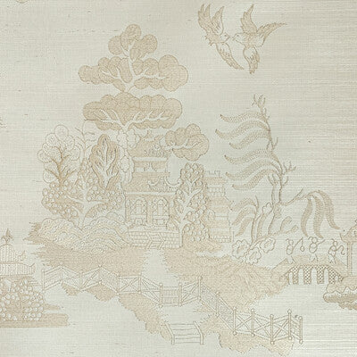 La Pagode - Beige Ivory By Brunschwig & Fils | Les Ensembliers Wallcoverings | Chinoiserie Wallcovering Embroidery