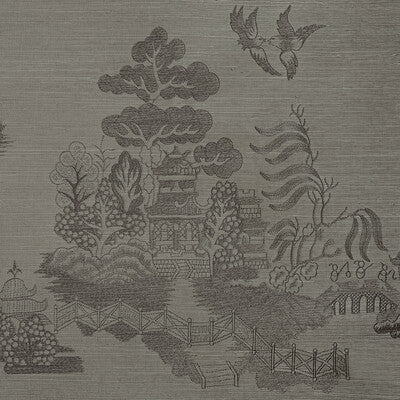La Pagode - Iron Charcoal By Brunschwig & Fils | Les Ensembliers Wallcoverings | Chinoiserie Wallcovering Embroidery