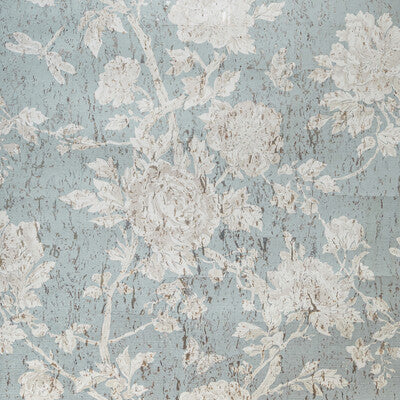 Les Pivoines - Mist Turquoise By Brunschwig & Fils | Les Ensembliers Wallcoverings | Botanical & Floral Wallcovering Print